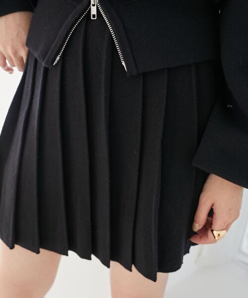 MAJESTIC LEGON/マジェスティックレゴン ニットプリーツミニスカパン ブラック M MAJESTIC LEGON/マジェスティックレゴン ニットプリーツミニスカパン ブラック M