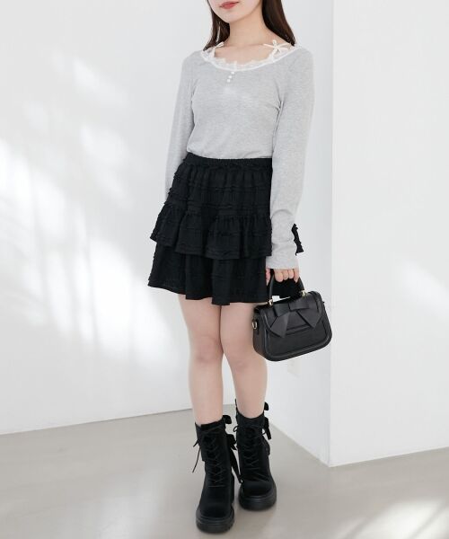 MAJESTIC LEGON / マジェスティックレゴン ミニ・ひざ丈スカート | カットレースフリルミニスカパン | 詳細10