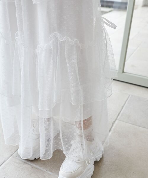MAJESTIC LEGON / マジェスティックレゴン ロング・マキシ丈スカート | チュールギャザーティアードスカート | 詳細10