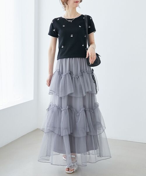 MAJESTIC LEGON / マジェスティックレゴン ロング・マキシ丈スカート | チュールギャザーティアードスカート | 詳細12