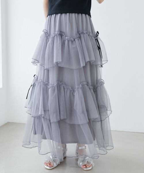 MAJESTIC LEGON / マジェスティックレゴン ロング・マキシ丈スカート | チュールギャザーティアードスカート | 詳細15