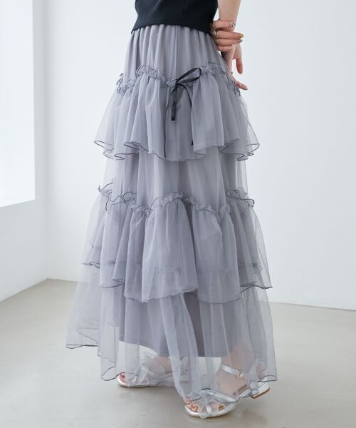 MAJESTIC LEGON / マジェスティックレゴン ロング・マキシ丈スカート | チュールギャザーティアードスカート | 詳細16
