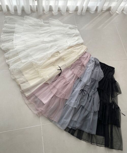 MAJESTIC LEGON / マジェスティックレゴン ロング・マキシ丈スカート | チュールギャザーティアードスカート | 詳細2