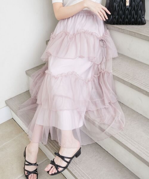 MAJESTIC LEGON / マジェスティックレゴン ロング・マキシ丈スカート | チュールギャザーティアードスカート | 詳細22