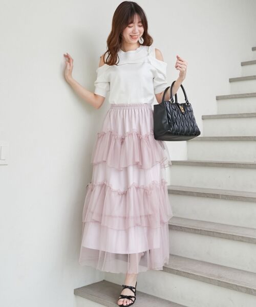 MAJESTIC LEGON / マジェスティックレゴン ロング・マキシ丈スカート | チュールギャザーティアードスカート | 詳細25