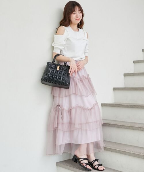 MAJESTIC LEGON / マジェスティックレゴン ロング・マキシ丈スカート | チュールギャザーティアードスカート | 詳細26