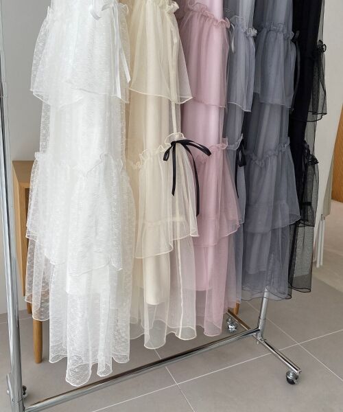 MAJESTIC LEGON / マジェスティックレゴン ロング・マキシ丈スカート | チュールギャザーティアードスカート | 詳細3