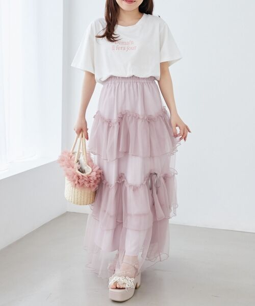 MAJESTIC LEGON / マジェスティックレゴン ロング・マキシ丈スカート | チュールギャザーティアードスカート | 詳細30