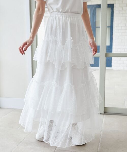 MAJESTIC LEGON / マジェスティックレゴン ロング・マキシ丈スカート | チュールギャザーティアードスカート | 詳細7