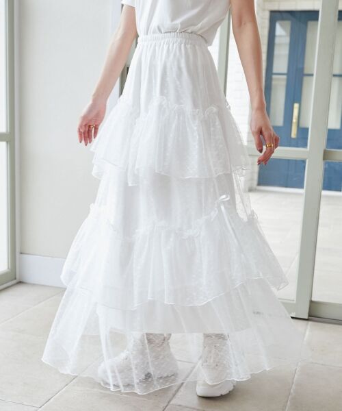 MAJESTIC LEGON / マジェスティックレゴン ロング・マキシ丈スカート | チュールギャザーティアードスカート | 詳細8