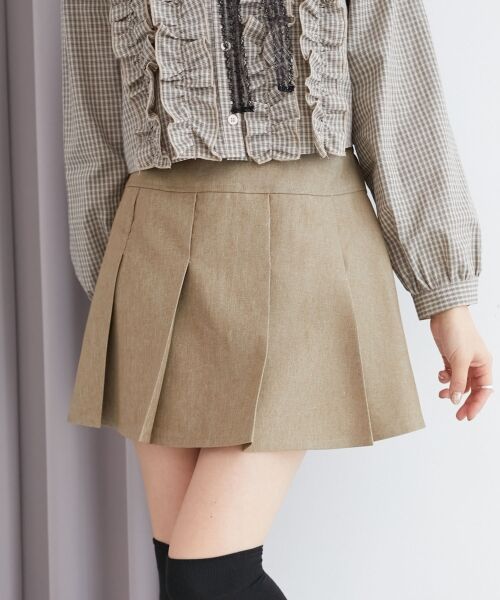 MAJESTIC LEGON / マジェスティックレゴン ミニ・ひざ丈スカート | プリーツミニスカパン（ベージュ）