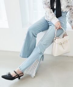 MAJESTIC LEGON / マジェスティックレゴン デニムパンツ | ◎レースベルトセット裾リボンデニム