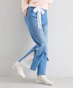 MAJESTIC LEGON / マジェスティックレゴン デニムパンツ | ◎レースベルトセット裾リボンデニム