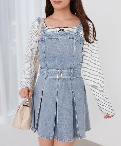 MAJESTIC LEGON / マジェスティックレゴン ミニ丈・ひざ丈ワンピース | ベルト付きデニムミニワンピース | 詳細4