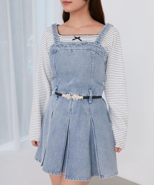 MAJESTIC LEGON / マジェスティックレゴン ミニ丈・ひざ丈ワンピース | ベルト付きデニムミニワンピース | 詳細8