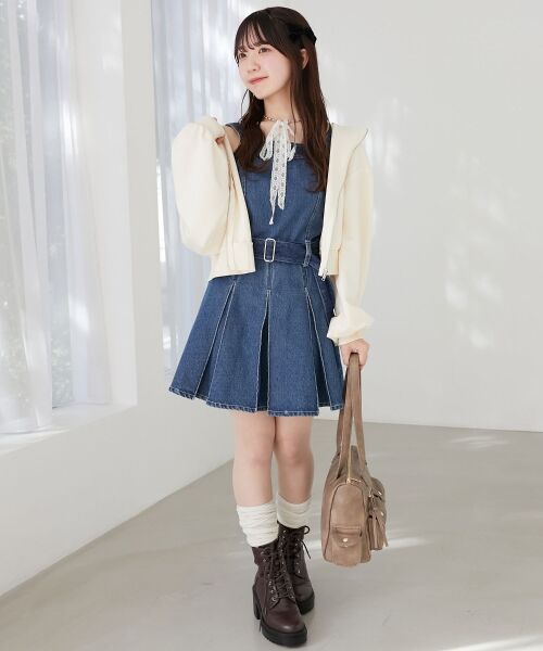 MAJESTIC LEGON / マジェスティックレゴン ミニ丈・ひざ丈ワンピース | ベルト付きデニムミニワンピース | 詳細9
