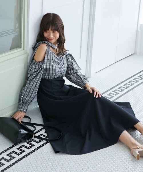 MAJESTIC LEGON / マジェスティックレゴン ロング・マキシ丈ワンピース | 2way肩リボンドッキングワンピ | 詳細20