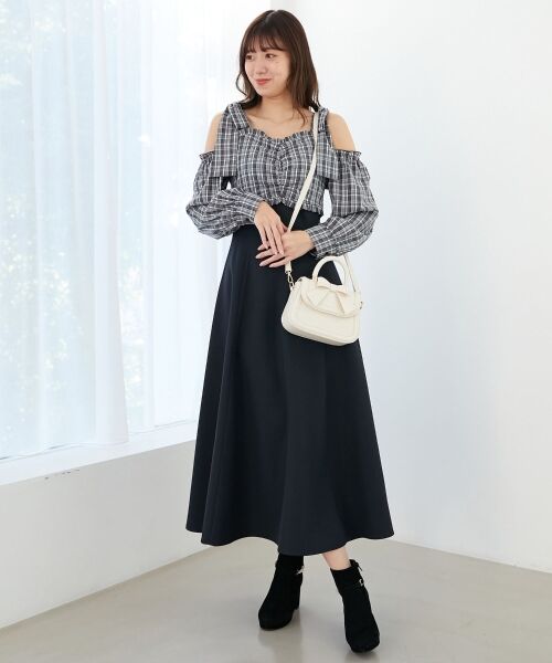 MAJESTIC LEGON / マジェスティックレゴン ロング・マキシ丈ワンピース | 2way肩リボンドッキングワンピ | 詳細22