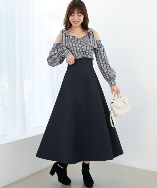 MAJESTIC LEGON / マジェスティックレゴン ロング・マキシ丈ワンピース | 2way肩リボンドッキングワンピ | 詳細23