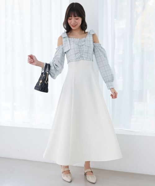 MAJESTIC LEGON / マジェスティックレゴン ロング・マキシ丈ワンピース | 2way肩リボンドッキングワンピ | 詳細9