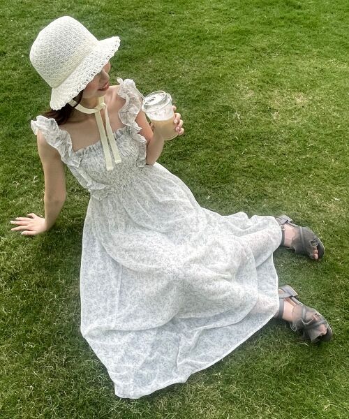 MAJESTIC LEGON / マジェスティックレゴン ミニ丈・ひざ丈ワンピース | フリルショルダーレースアップワンピ | 詳細1