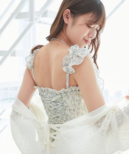 MAJESTIC LEGON / マジェスティックレゴン ミニ丈・ひざ丈ワンピース | フリルショルダーレースアップワンピ | 詳細24