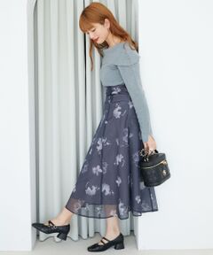 MAJESTIC LEGON / マジェスティックレゴン ロング・マキシ丈ワンピース | フラワーオフショルドッキングワンピ