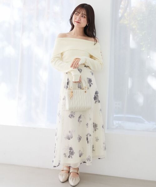 MAJESTIC LEGON / マジェスティックレゴン ロング・マキシ丈ワンピース | フラワーオフショルドッキングワンピ | 詳細1