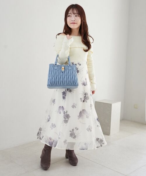 MAJESTIC LEGON / マジェスティックレゴン ロング・マキシ丈ワンピース | フラワーオフショルドッキングワンピ | 詳細12