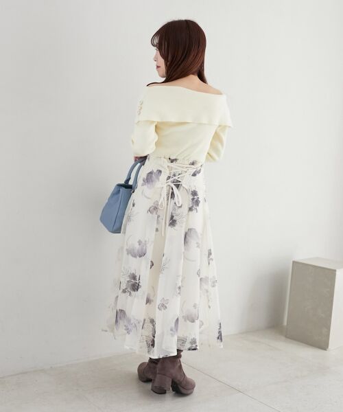 MAJESTIC LEGON / マジェスティックレゴン ロング・マキシ丈ワンピース | フラワーオフショルドッキングワンピ | 詳細13