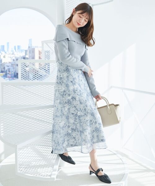 MAJESTIC LEGON / マジェスティックレゴン ロング・マキシ丈ワンピース | フラワーオフショルドッキングワンピ | 詳細15