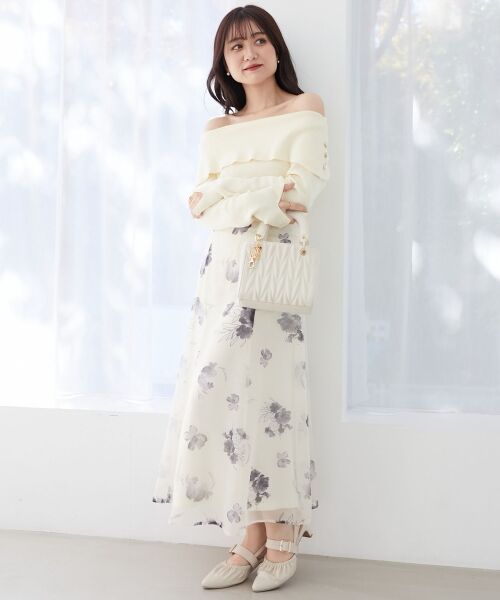 MAJESTIC LEGON / マジェスティックレゴン ロング・マキシ丈ワンピース | フラワーオフショルドッキングワンピ | 詳細2