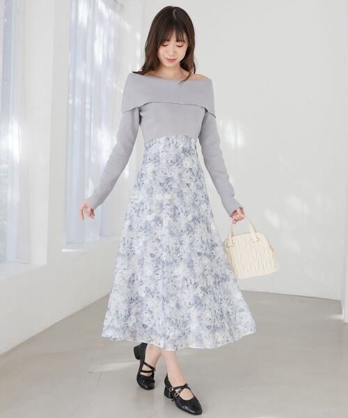 MAJESTIC LEGON / マジェスティックレゴン ロング・マキシ丈ワンピース | フラワーオフショルドッキングワンピ | 詳細20