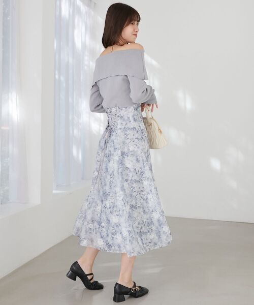 MAJESTIC LEGON / マジェスティックレゴン ロング・マキシ丈ワンピース | フラワーオフショルドッキングワンピ | 詳細21
