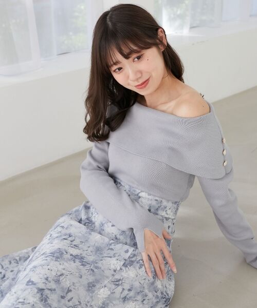 MAJESTIC LEGON / マジェスティックレゴン ロング・マキシ丈ワンピース | フラワーオフショルドッキングワンピ | 詳細23