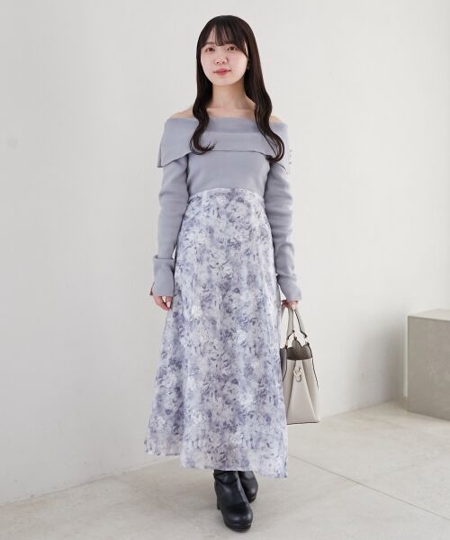 MAJESTIC LEGON / マジェスティックレゴン ロング・マキシ丈ワンピース | フラワーオフショルドッキングワンピ | 詳細27