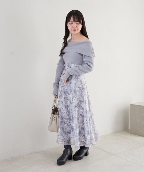 MAJESTIC LEGON / マジェスティックレゴン ロング・マキシ丈ワンピース | フラワーオフショルドッキングワンピ | 詳細28