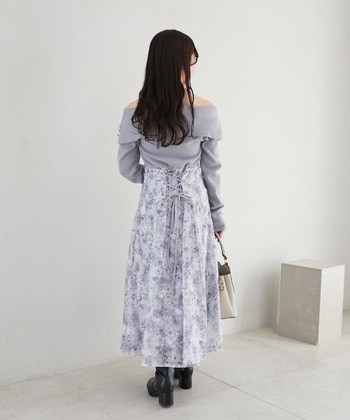 MAJESTIC LEGON / マジェスティックレゴン ロング・マキシ丈ワンピース | フラワーオフショルドッキングワンピ | 詳細29