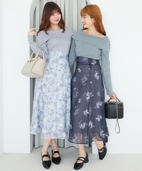 MAJESTIC LEGON / マジェスティックレゴン ロング・マキシ丈ワンピース | フラワーオフショルドッキングワンピ | 詳細30