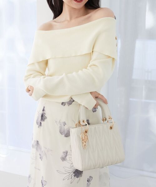 MAJESTIC LEGON / マジェスティックレゴン ロング・マキシ丈ワンピース | フラワーオフショルドッキングワンピ | 詳細4