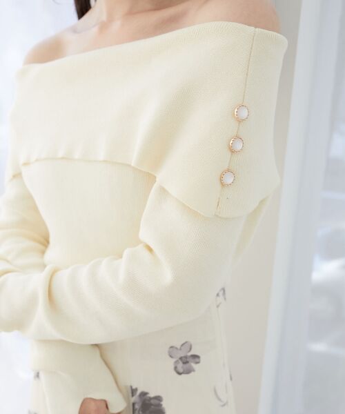 MAJESTIC LEGON / マジェスティックレゴン ロング・マキシ丈ワンピース | フラワーオフショルドッキングワンピ | 詳細7