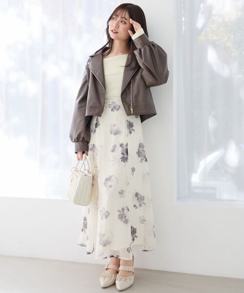 MAJESTIC LEGON / マジェスティックレゴン ロング・マキシ丈ワンピース | フラワーオフショルドッキングワンピ | 詳細8