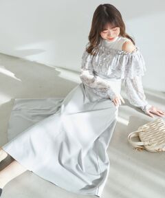 MAJESTIC LEGON / マジェスティックレゴン ロング・マキシ丈ワンピース | ウエストきゅっとオフショルワンピ