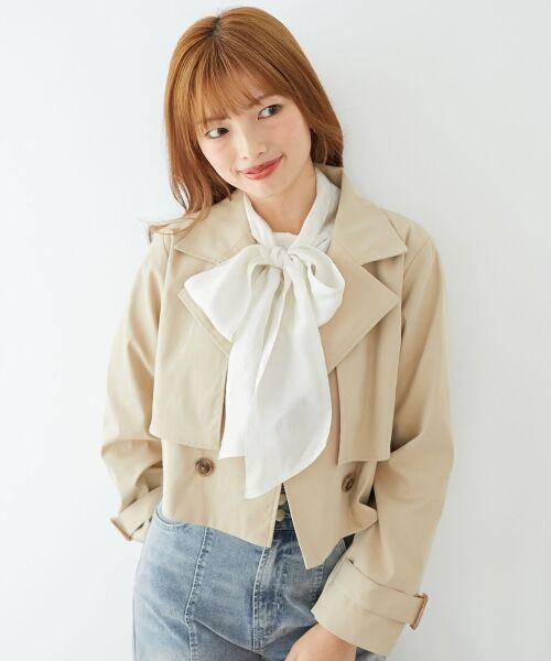 MAJESTIC LEGON/マジェスティックレゴン ショートトレンチコート ベージュ S MAJESTIC LEGON/マジェスティックレゴン ショートトレンチコート ベージュ S