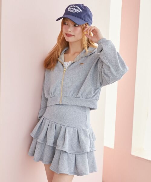 MAJESTIC LEGON/マジェスティックレゴン ショート丈裏毛ジップパーカー グレー M MAJESTIC LEGON/マジェスティックレゴン ショート丈裏毛ジップパーカー グレー M