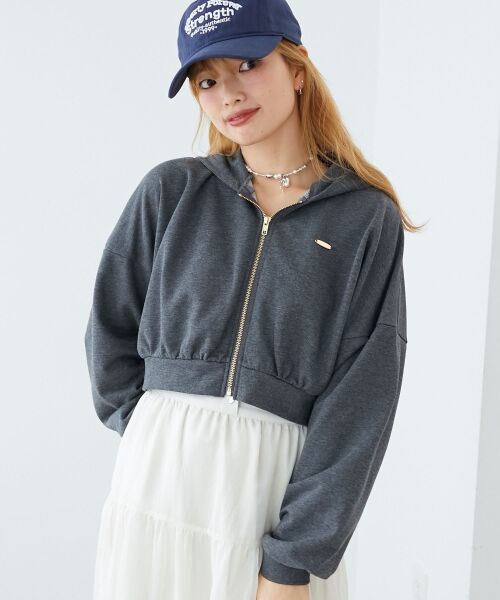 MAJESTIC LEGON/マジェスティックレゴン ショート丈裏毛ジップパーカー C/グレー M MAJESTIC LEGON/マジェスティックレゴン ショート丈裏毛ジップパーカー C/グレー M