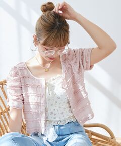 MAJESTIC LEGON / マジェスティックレゴン カーディガン・ボレロ | 前後2wayカットレースフリルカーデ