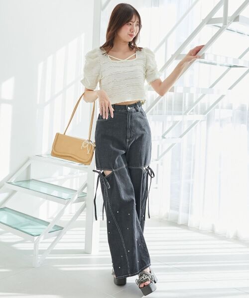 MAJESTIC LEGON / マジェスティックレゴン カーディガン・ボレロ | 前後2wayカットレースフリルカーデ | 詳細1