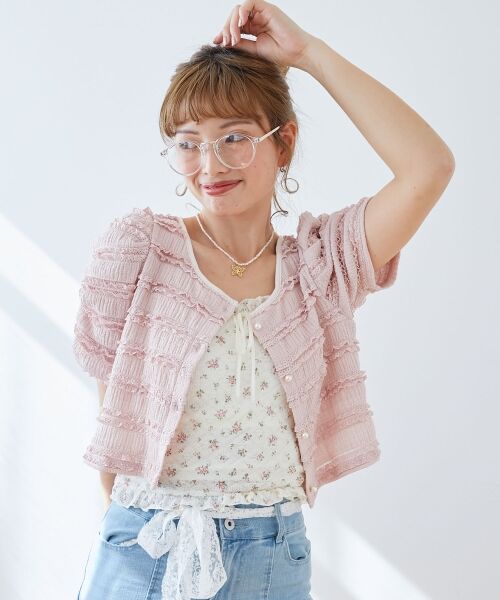 MAJESTIC LEGON / マジェスティックレゴン カーディガン・ボレロ | 前後2wayカットレースフリルカーデ | 詳細13
