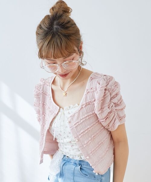 MAJESTIC LEGON / マジェスティックレゴン カーディガン・ボレロ | 前後2wayカットレースフリルカーデ | 詳細14